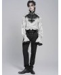 Devil Fashion White Gothic Victorian Ruffled Stand-Up Collar Shirt for Men