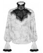 Devil Fashion White Gothic Victorian Ruffled Stand-Up Collar Shirt for Men
