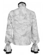 Devil Fashion White Gothic Victorian Ruffled Stand-Up Collar Shirt for Men