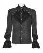 Devil Fashion Black Retro Gothic Floral Embroidery Pattern Shirt for Men