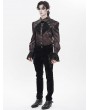 Devil Fashion Burgundy Retro Gothic Floral Embroidery Pattern Shirt for Men