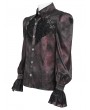 Devil Fashion Burgundy Retro Gothic Floral Embroidery Pattern Shirt for Men