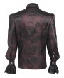 Devil Fashion Burgundy Retro Gothic Floral Embroidery Pattern Shirt for Men