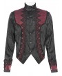 Devil Fashion Black and Red Gothic Embroidered Swallowtail Party Shirt for Men