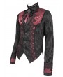 Devil Fashion Black and Red Gothic Embroidered Swallowtail Party Shirt for Men