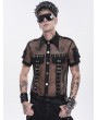 Devil Fashion Black Gothic Punk Mesh Short Sleeve Shirt for Men