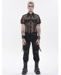 Devil Fashion Black Gothic Punk Mesh Short Sleeve Shirt for Men