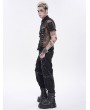 Devil Fashion Black Gothic Punk Mesh Short Sleeve Shirt for Men