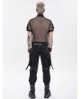 Devil Fashion Black Gothic Punk Mesh Short Sleeve Shirt for Men