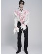 Devil Fashion White and Red Retro Gothic Vampire Fringe Ruffle Shirt for Men