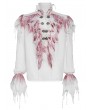 Devil Fashion White and Red Retro Gothic Vampire Fringe Ruffle Shirt for Men