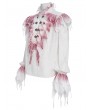 Devil Fashion White and Red Retro Gothic Vampire Fringe Ruffle Shirt for Men