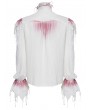 Devil Fashion White and Red Retro Gothic Vampire Fringe Ruffle Shirt for Men