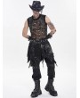 Devil Fashion Black Gothic Punk Distressed Irregular Short Skirt for Men