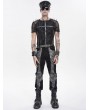 Devil Fashion Black Gothic Punk Spiked Mesh Splice T-shirt for Men