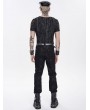 Devil Fashion Black Gothic Punk Spiked Mesh Splice T-shirt for Men