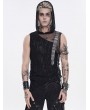 Devil Fashion Black Gothic Punk Hooded Asymmetric Tank Top for Men