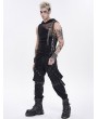 Devil Fashion Black Gothic Punk Hooded Asymmetric Tank Top for Men