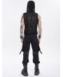 Devil Fashion Black Gothic Punk Hooded Asymmetric Tank Top for Men