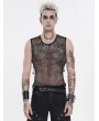 Devil Fashion Black Gothic Punk Mesh Tank Top with Chain