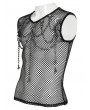 Devil Fashion Black Gothic Punk Mesh Tank Top with Chain