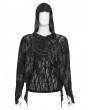 Devil Fashion Black Gothic Punk Distressed Hooded Top for Men