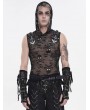 Devil Fashion Black Gothic Punk Skull Pattern Mesh Hooded Top for Men