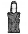 Devil Fashion Black Gothic Punk Skull Pattern Mesh Hooded Top for Men