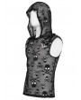 Devil Fashion Black Gothic Punk Skull Pattern Mesh Hooded Top for Men