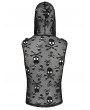 Devil Fashion Black Gothic Punk Skull Pattern Mesh Hooded Top for Men