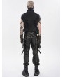 Devil Fashion Black Gothic Punk Distressed Chain Waistcoat for Men