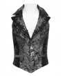 Devil Fashion Silver and Black Retro Gothic Embroidery Jacquard Waistcoat for Men