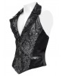 Devil Fashion Silver and Black Retro Gothic Embroidery Jacquard Waistcoat for Men