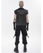 Devil Fashion Black Gothic Punk Eyelet Distressed Hooded Vest for Men