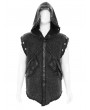 Devil Fashion Black Gothic Punk Eyelet Distressed Hooded Vest for Men