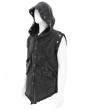 Devil Fashion Black Gothic Punk Eyelet Distressed Hooded Vest for Men