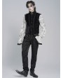 Devil Fashion Black Embossed Velvet Victorian Gothic Waistcoat for Men