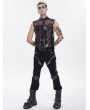 Devil Fashion Black and Red Gothic Punk Rock Spiked Leather Vest for Men