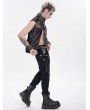 Devil Fashion Black and Red Gothic Punk Rock Spiked Leather Vest for Men