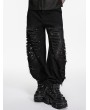 Punk Rave Black Gothic Punk Tattered Denim Pants for Men