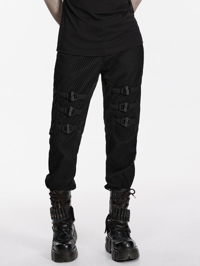 Punk Rave Black Gothic Punk Minimalist Buckle Pants for Men