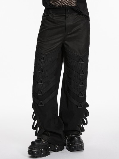 Punk Rave Black Punk Dark Gothic Wide Leg Pants for Men