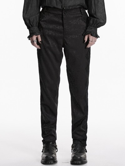 Punk Rave Black Gothic Dark Pattern Jacquard Pants for Men