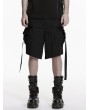 Punk Rave Black Men's Gothic Cargo Shorts with Pockets and Straps