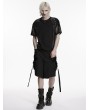 Punk Rave Black Men's Gothic Cargo Shorts with Pockets and Straps