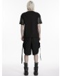 Punk Rave Black Men's Gothic Cargo Shorts with Pockets and Straps