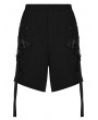Punk Rave Black Men's Gothic Cargo Shorts with Pockets and Straps