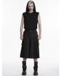 Punk Rave Black Gothic Punk Pleated Skirt-Pants for Men