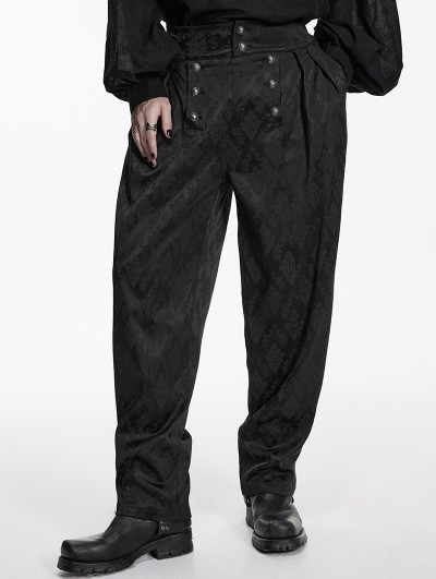 Punk Rave Black Gothic Retro Palace Jacquard Pattern Pants for Men