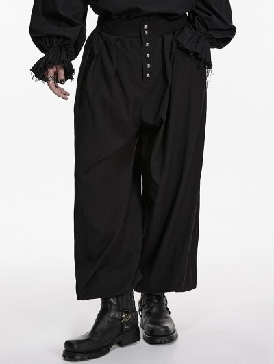 Punk Rave Black Gothic Baggy Tapered Cuffed Pants for Men